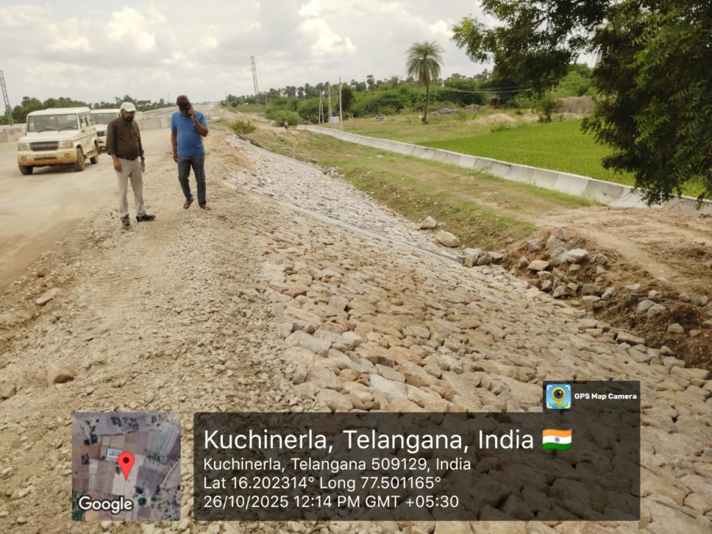 Stone pitching 203+150 to 203+250Km  